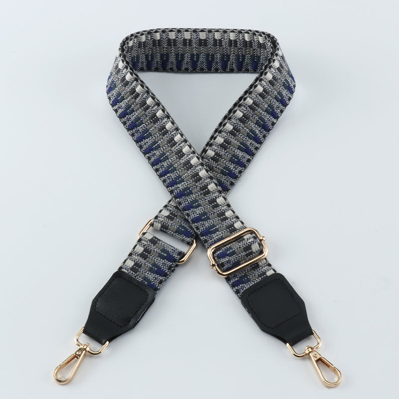 Colorful V-shaped Pattern Bag Shoulder Strap with Leather Head