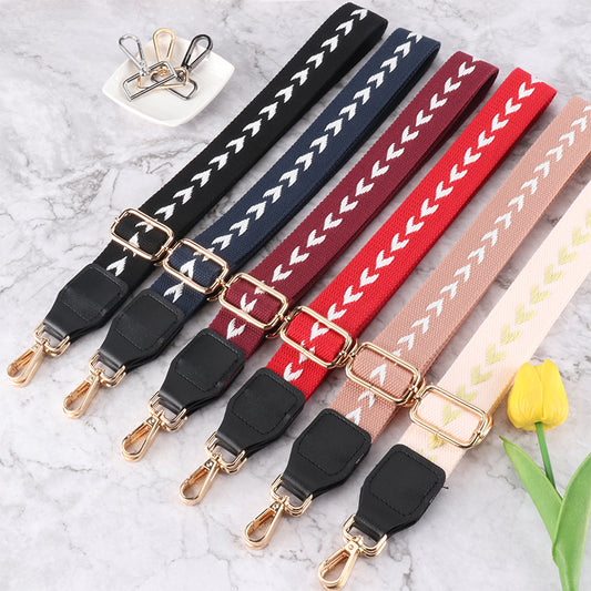 Arrow Texture Jacquard Bag Strap with Leather Head