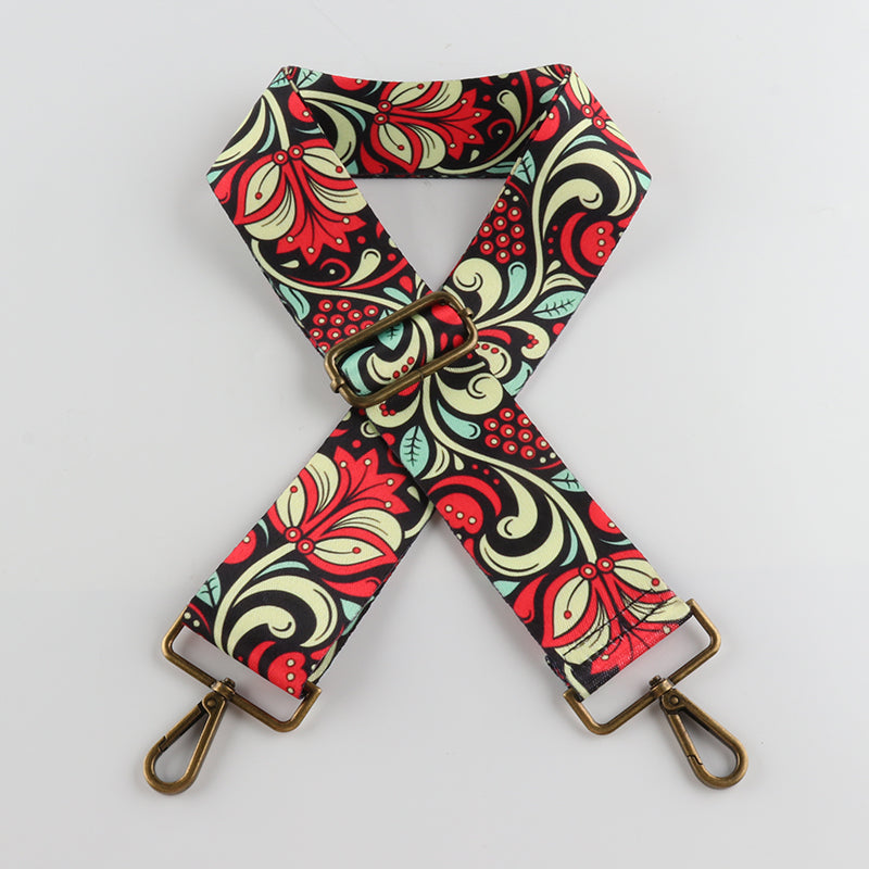 Ethnic Pattern Bronze Buckle Wide Shoulder Straps