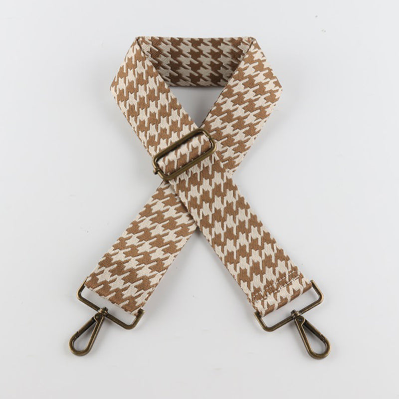 Colorful Houndstooth Bronze Buckle Wide Shoulder Straps
