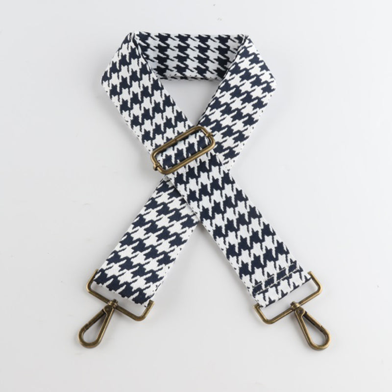 Colorful Houndstooth Bronze Buckle Wide Shoulder Straps