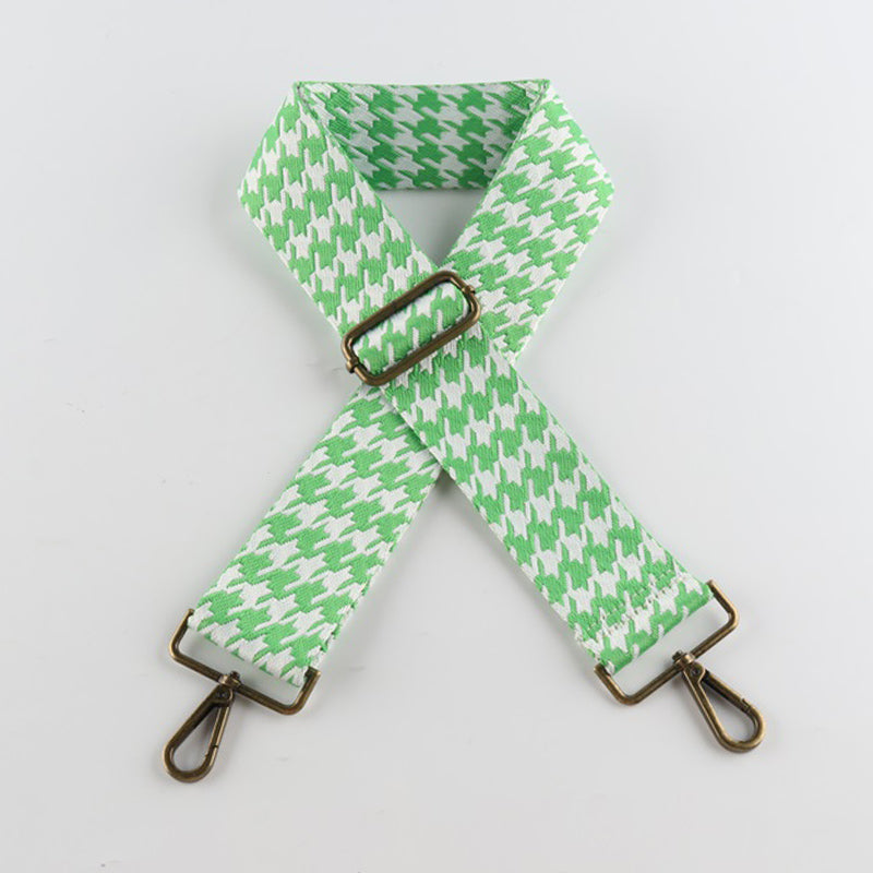 Colorful Houndstooth Bronze Buckle Wide Shoulder Straps