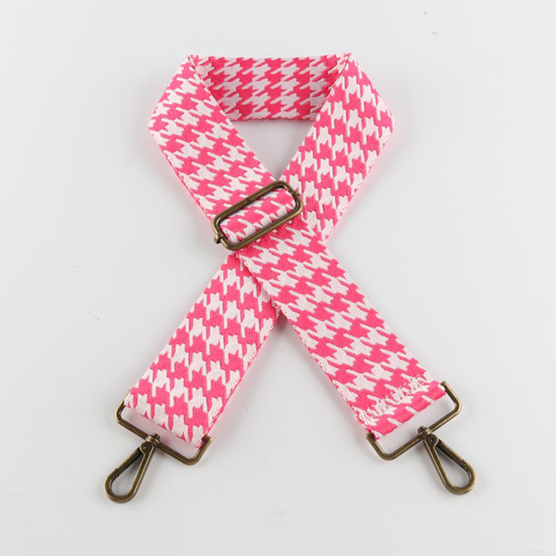 Colorful Houndstooth Bronze Buckle Wide Shoulder Straps