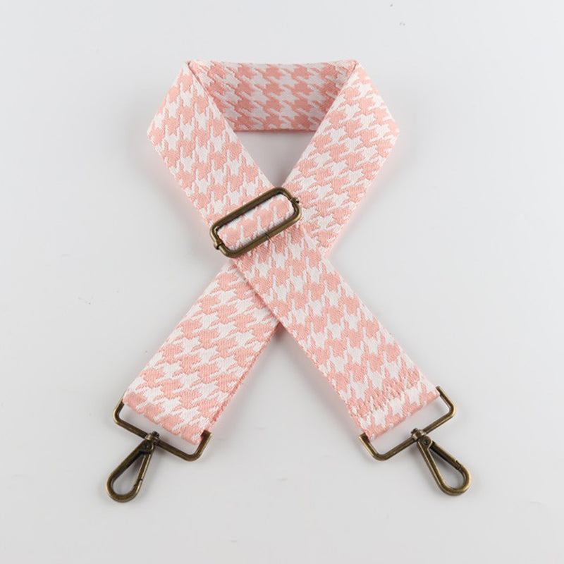 Colorful Houndstooth Bronze Buckle Wide Shoulder Straps