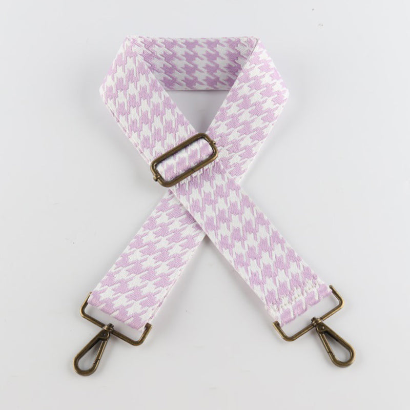 Colorful Houndstooth Bronze Buckle Wide Shoulder Straps