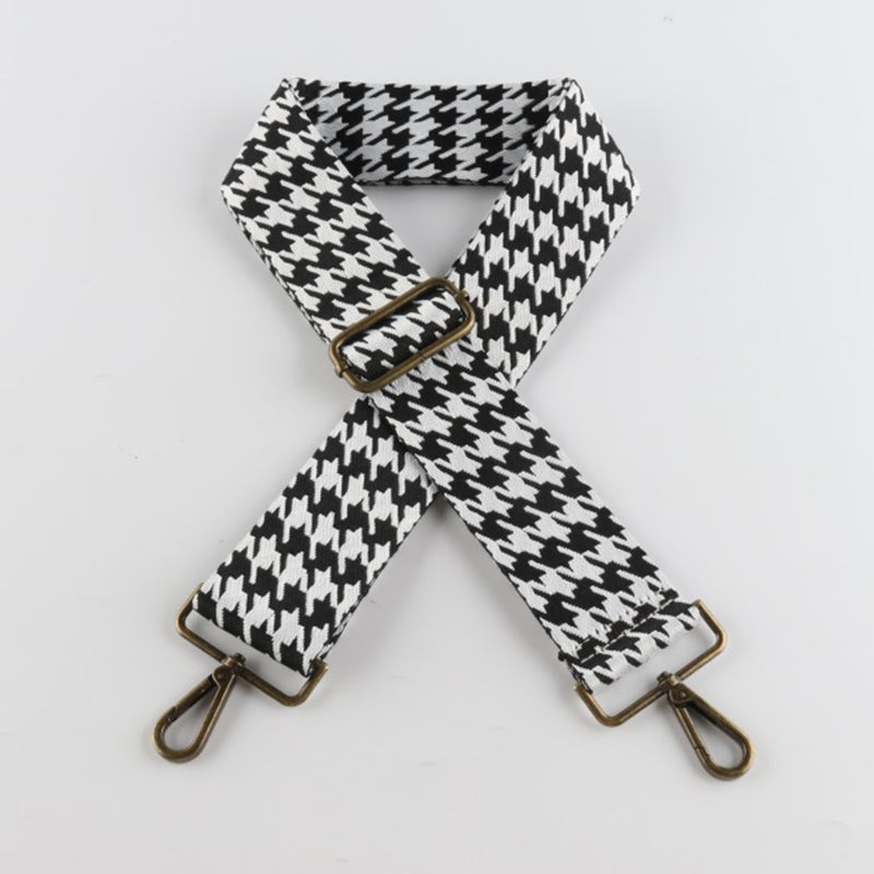 Colorful Houndstooth Bronze Buckle Wide Shoulder Straps