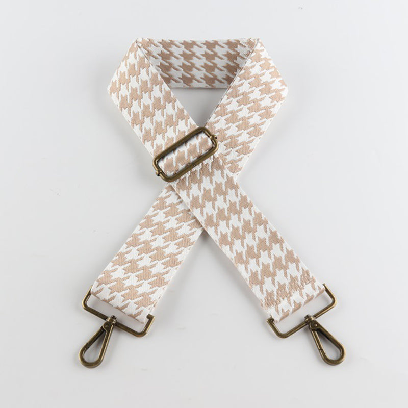 Colorful Houndstooth Bronze Buckle Wide Shoulder Straps