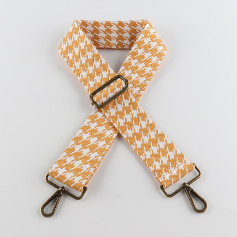 Colorful Houndstooth Bronze Buckle Wide Shoulder Straps