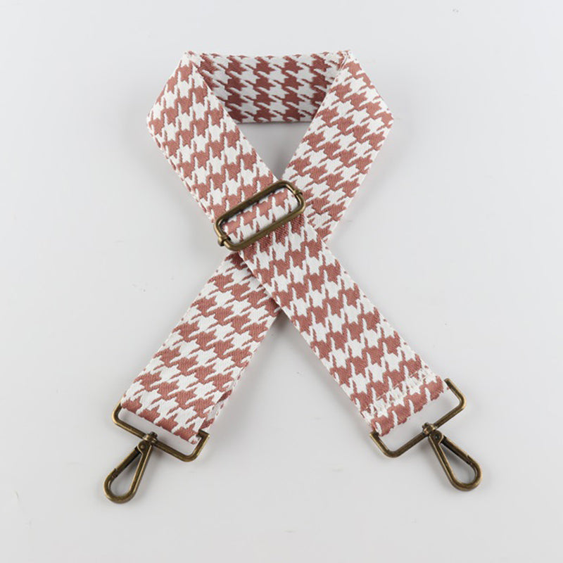 Colorful Houndstooth Bronze Buckle Wide Shoulder Straps
