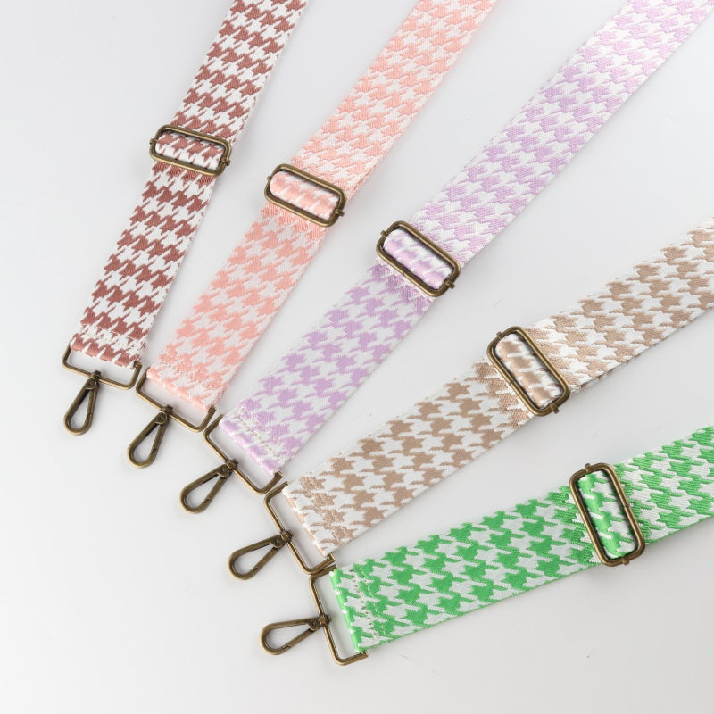 Colorful Houndstooth Bronze Buckle Wide Shoulder Straps