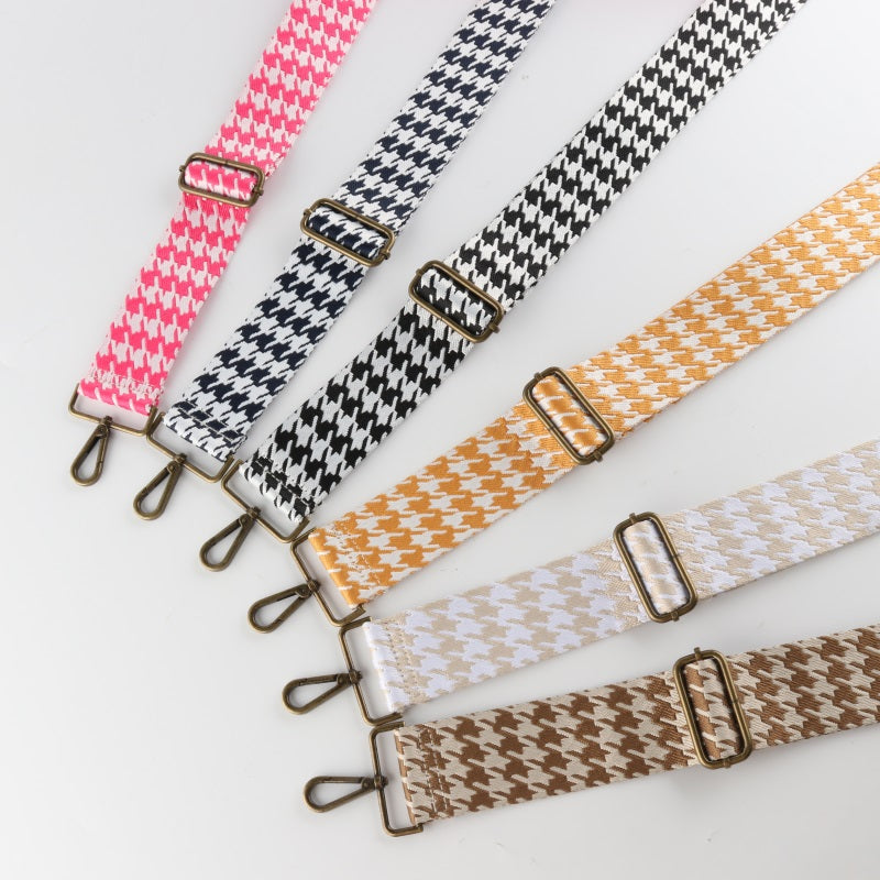 Colorful Houndstooth Bronze Buckle Wide Shoulder Straps