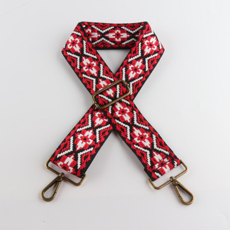 Colored Embroidered Bronze Buckle Wide Shoulder Straps