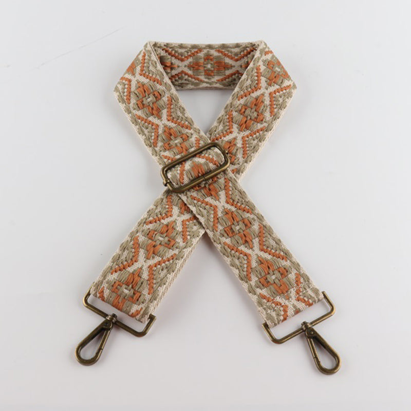 Colored Embroidered Bronze Buckle Wide Shoulder Straps
