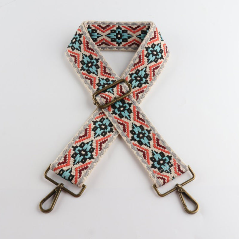 Colored Embroidered Bronze Buckle Wide Shoulder Straps