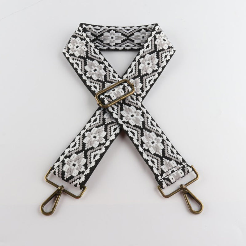 Colored Embroidered Bronze Buckle Wide Shoulder Straps