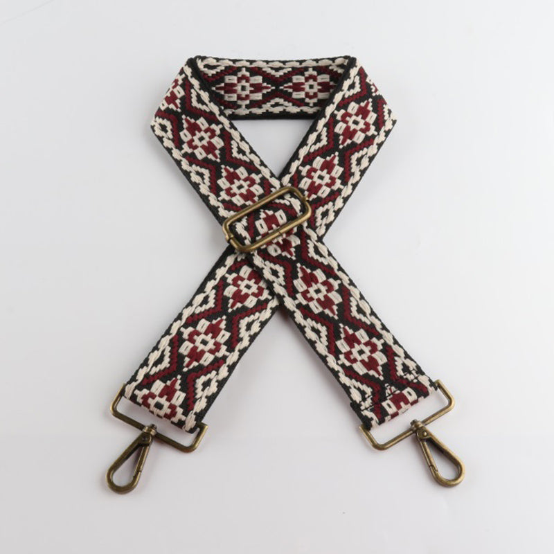 Colored Embroidered Bronze Buckle Wide Shoulder Straps
