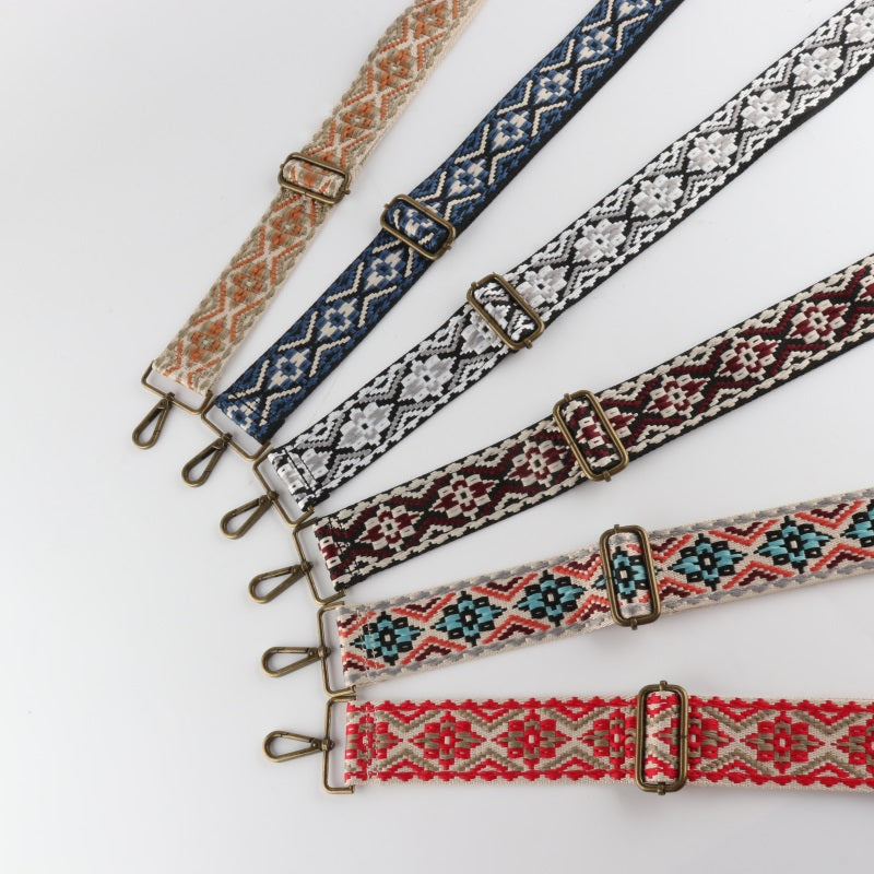 Colored Embroidered Bronze Buckle Wide Shoulder Straps
