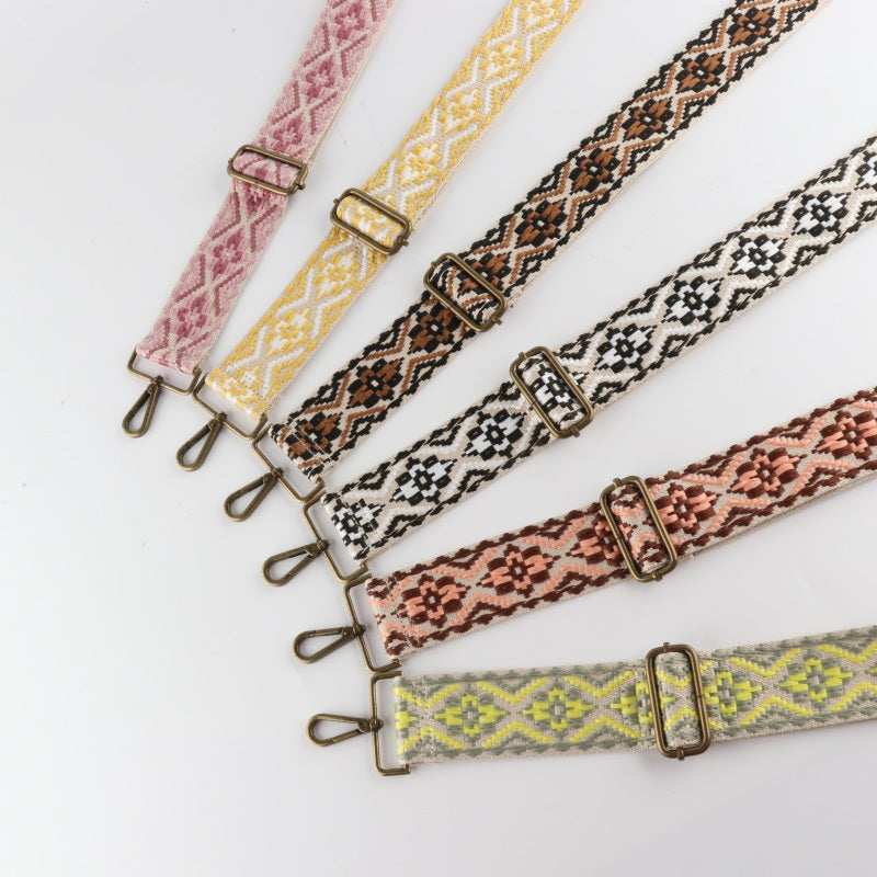 Colored Embroidered Bronze Buckle Wide Shoulder Straps