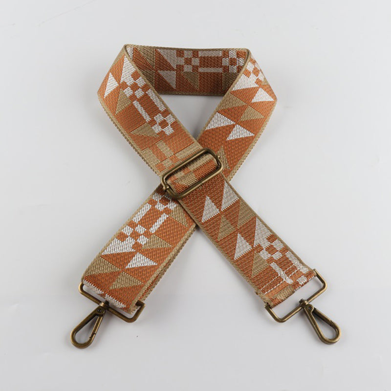 Multicolor Geometric Bronze Buckle Wide Shoulder Straps