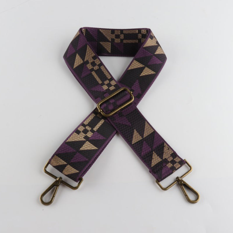 Multicolor Geometric Bronze Buckle Wide Shoulder Straps
