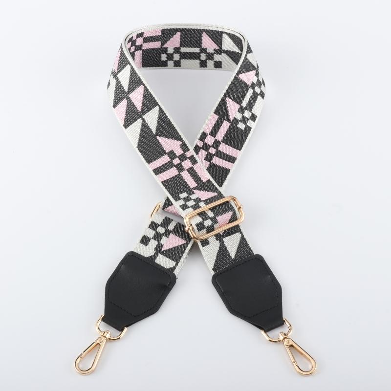 Colorful Diamond Wide Bag Strap with Leather Head