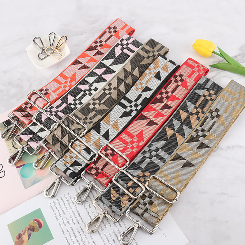 Geometric Patchwork Pattern Wide Bag Strap
