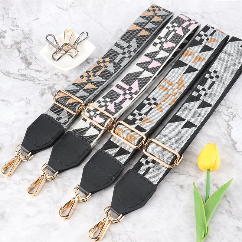 Colorful Diamond Wide Bag Strap with Leather Head