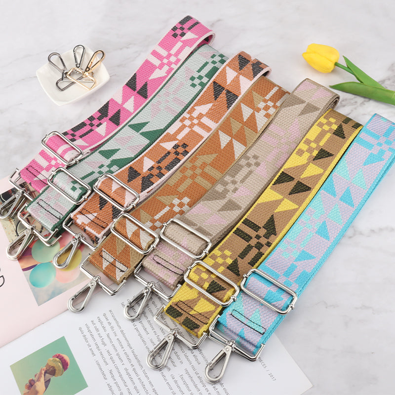 Geometric Patchwork Pattern Wide Bag Strap