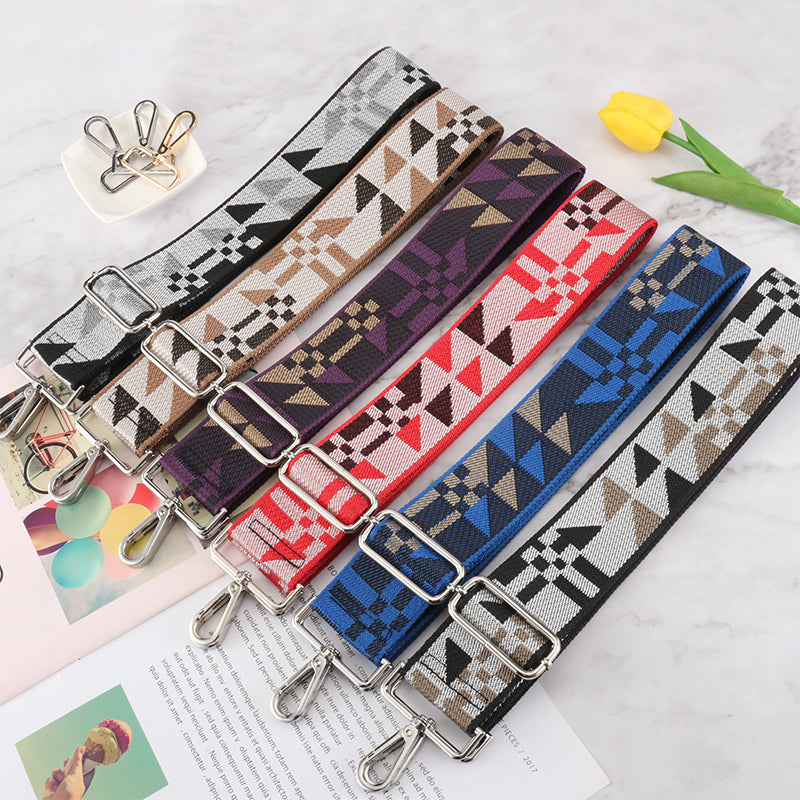 Geometric Patchwork Pattern Wide Bag Strap
