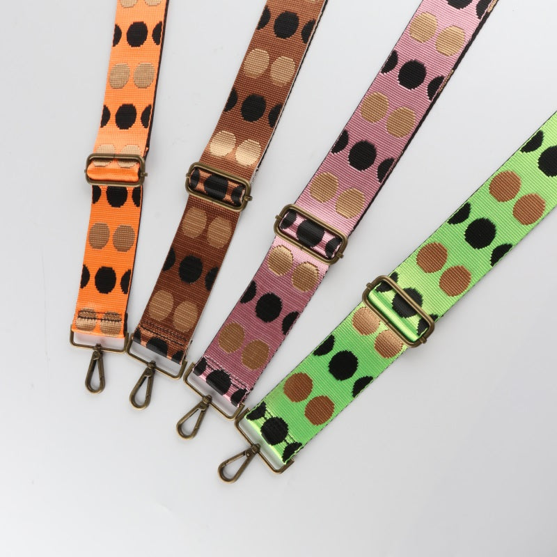 Polka Dot Black Pattern Bronze Buckle Wide Shoulder Straps