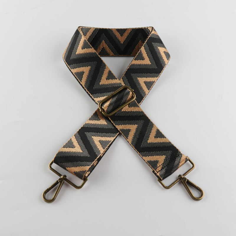 Turning Lines Pattern Bronze Buckle Wide Shoulder Straps