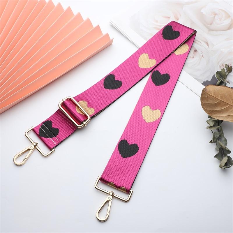 Three-color Heart Jacquard Wide Bag Strap