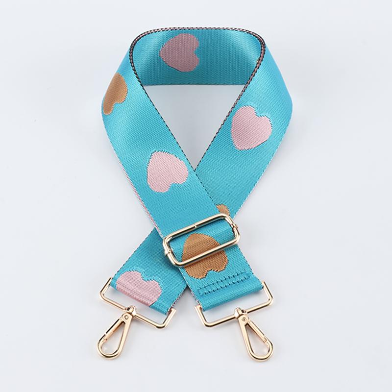 Three-color Heart Jacquard Wide Bag Strap
