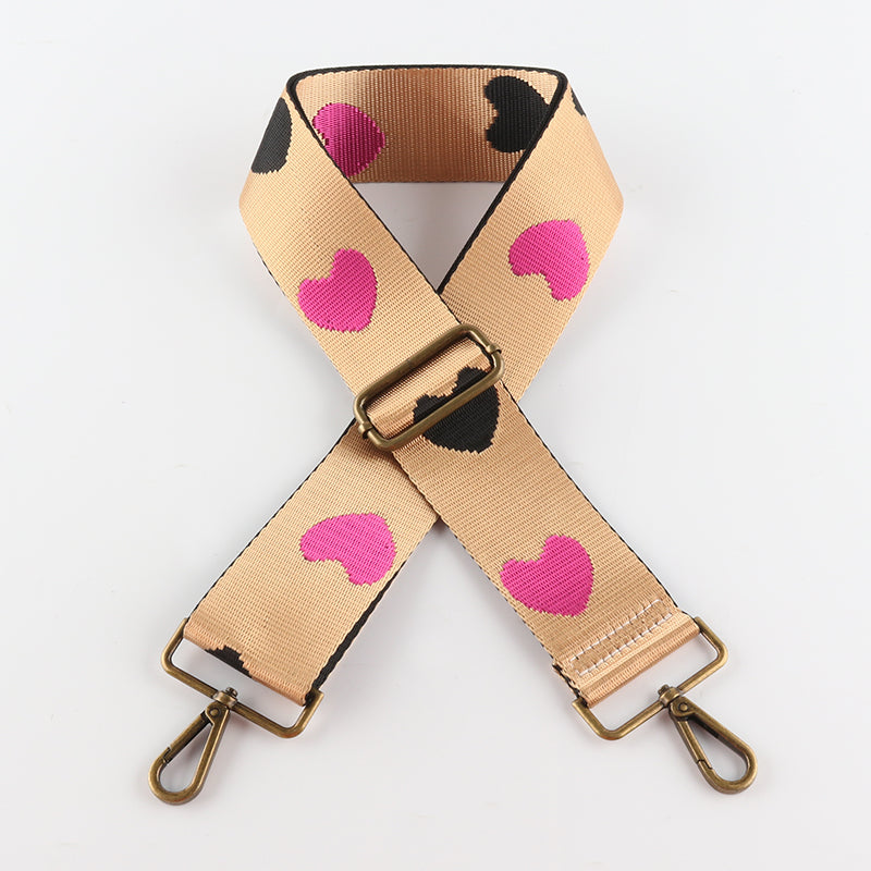 Love Pattern Bronze Buckle Wide Shoulder Straps