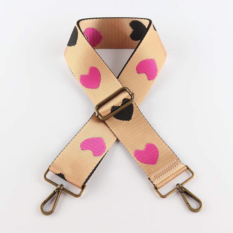 Three-color Heart Jacquard Wide Bag Strap