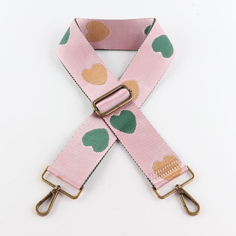 Three-color Heart Jacquard Wide Bag Strap