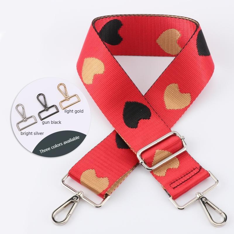 Three-color Heart Jacquard Wide Bag Strap