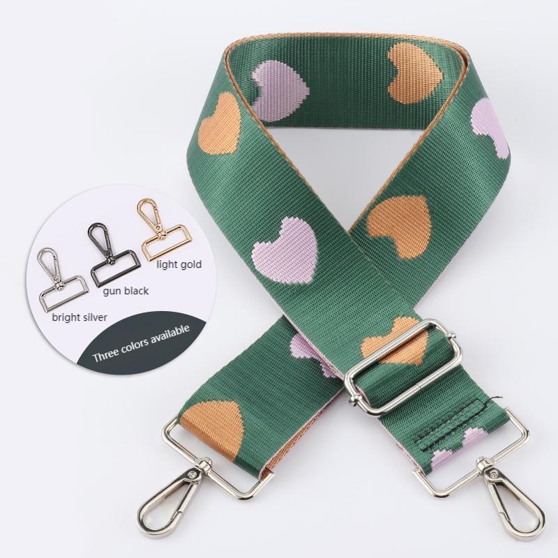 Three-color Heart Jacquard Wide Bag Strap