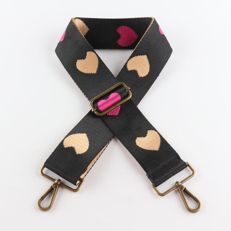 Love Pattern Bronze Buckle Wide Shoulder Straps