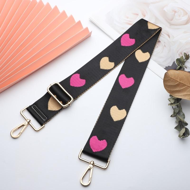 Three-color Heart Jacquard Wide Bag Strap