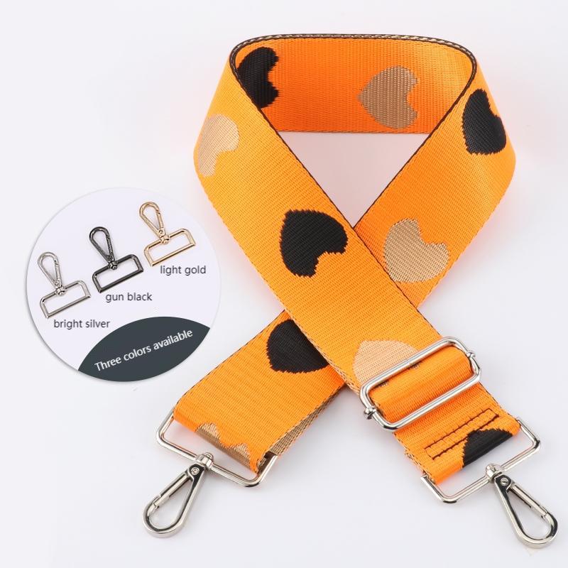Three-color Heart Jacquard Wide Bag Strap