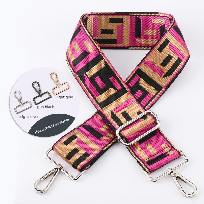 Colored Black Woven Jacquard Wide Bag Strap