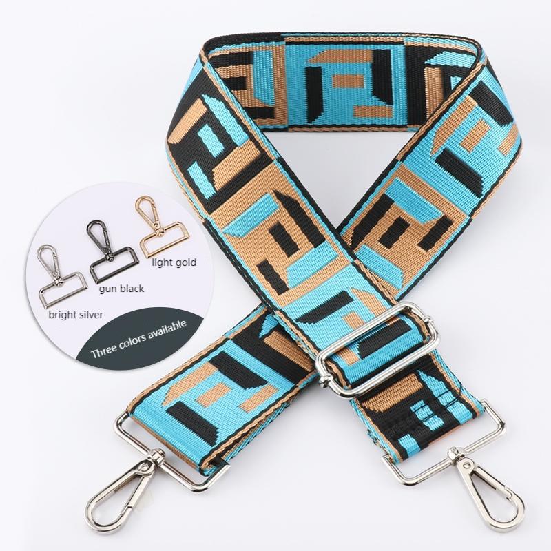 Colored Black Woven Jacquard Wide Bag Strap