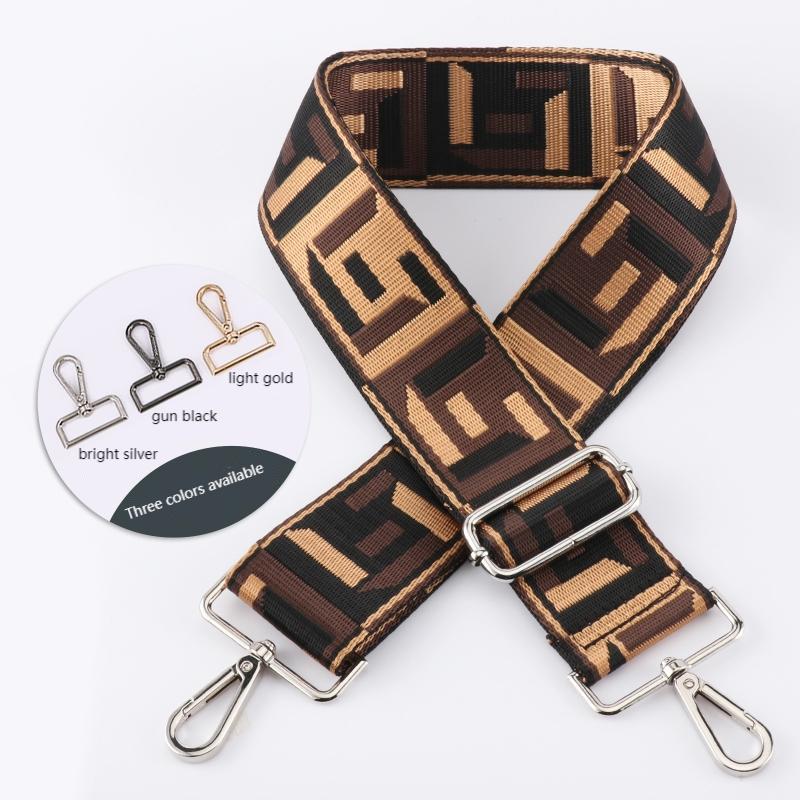 Colored Black Woven Jacquard Wide Bag Strap