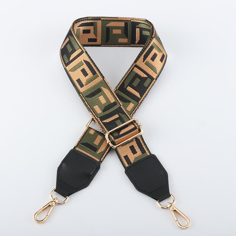 Colored Black Woven Wide Bag Strap with Leather Head