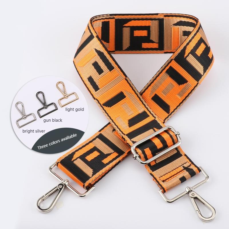 Colored Black Woven Jacquard Wide Bag Strap