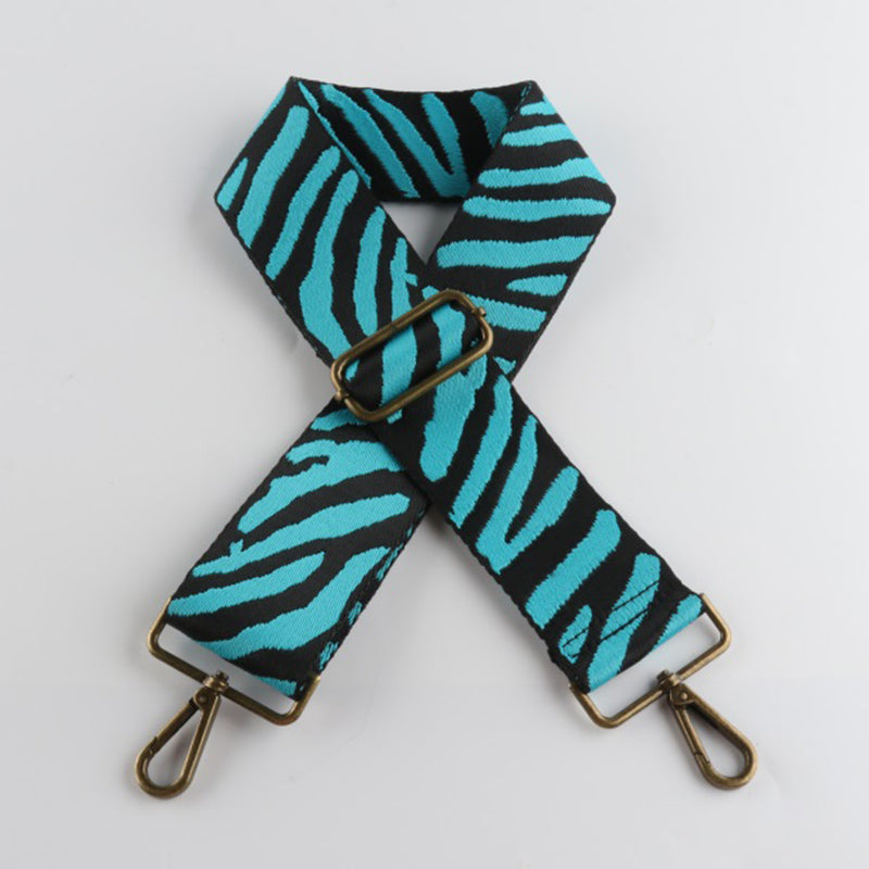Multicolor Zebra Print Bronze Buckle Wide Shoulder Straps