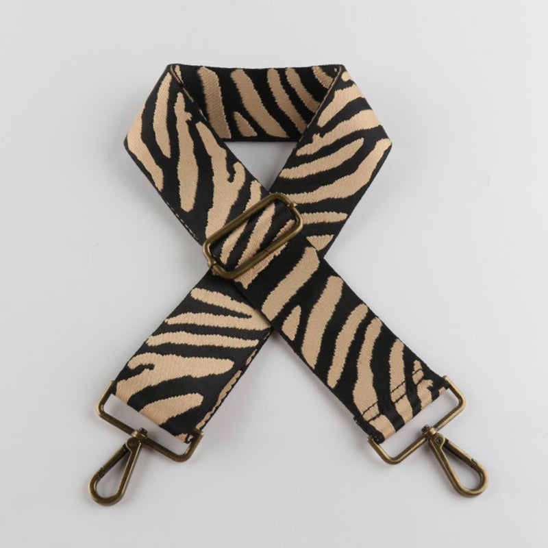 Multicolor Zebra Print Bronze Buckle Wide Shoulder Straps