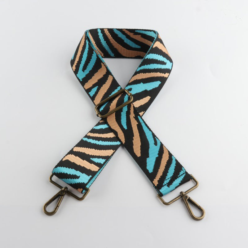 Multicolor Zebra Print Bronze Buckle Wide Shoulder Straps