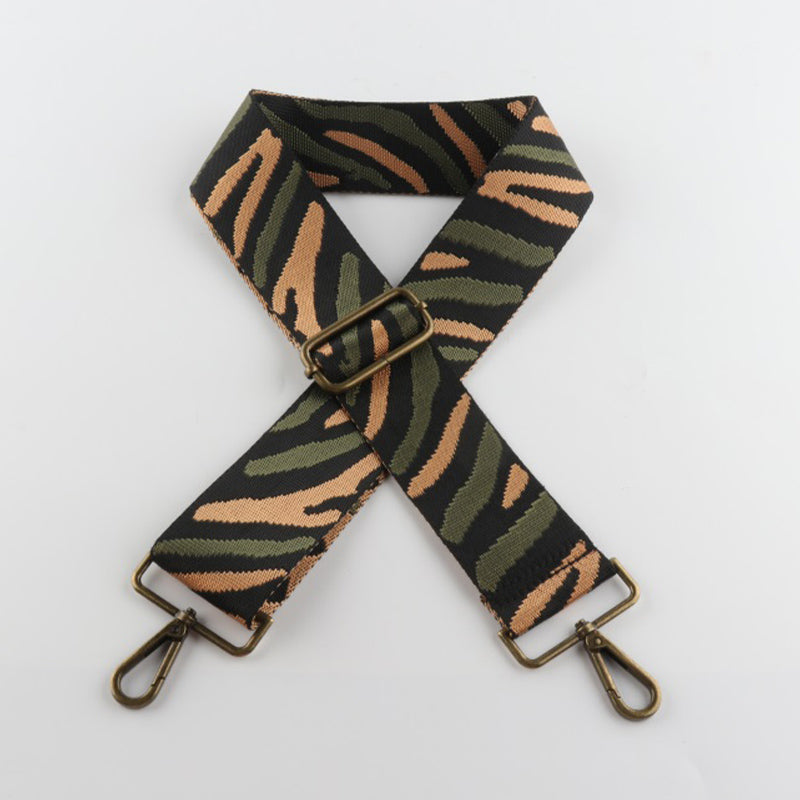 Multicolor Zebra Print Bronze Buckle Wide Shoulder Straps